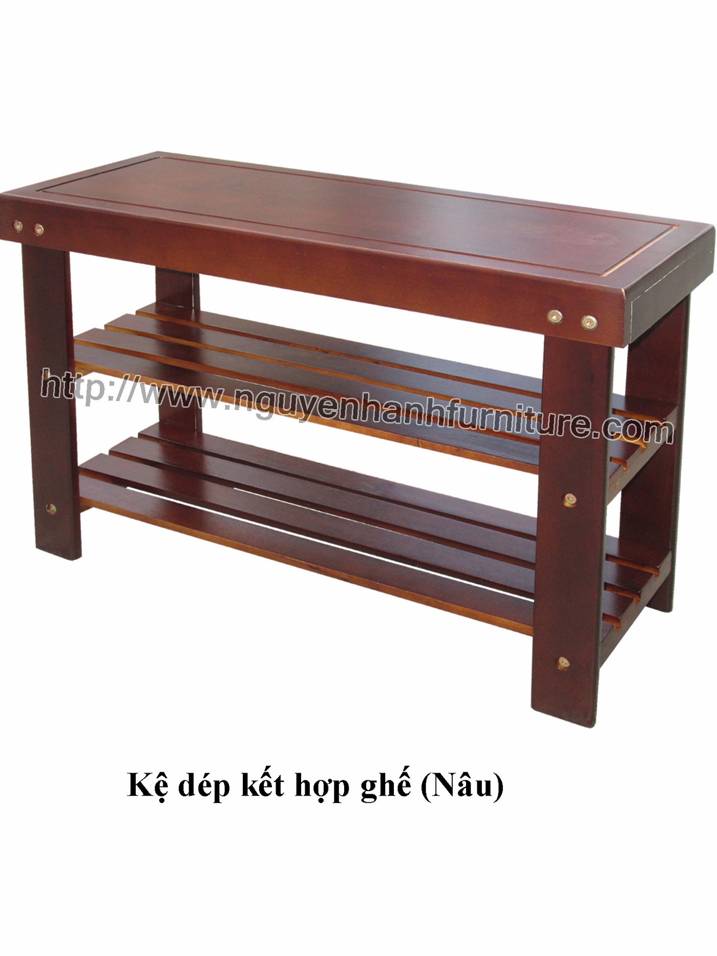 Name product: Shoe shelf with sitting place - Brown Color - Dimensions: 70 x 45 x 27 cm - Description: Wood natural rubber